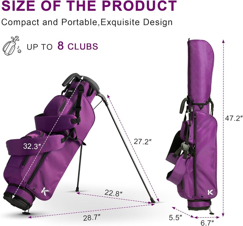 KVV Lightweight Pitch and Putt Golf Bag with Stand, Adjustable Dual Straps, Golf Stand Bag for Extra Storage in a Smaller Size - Image 5